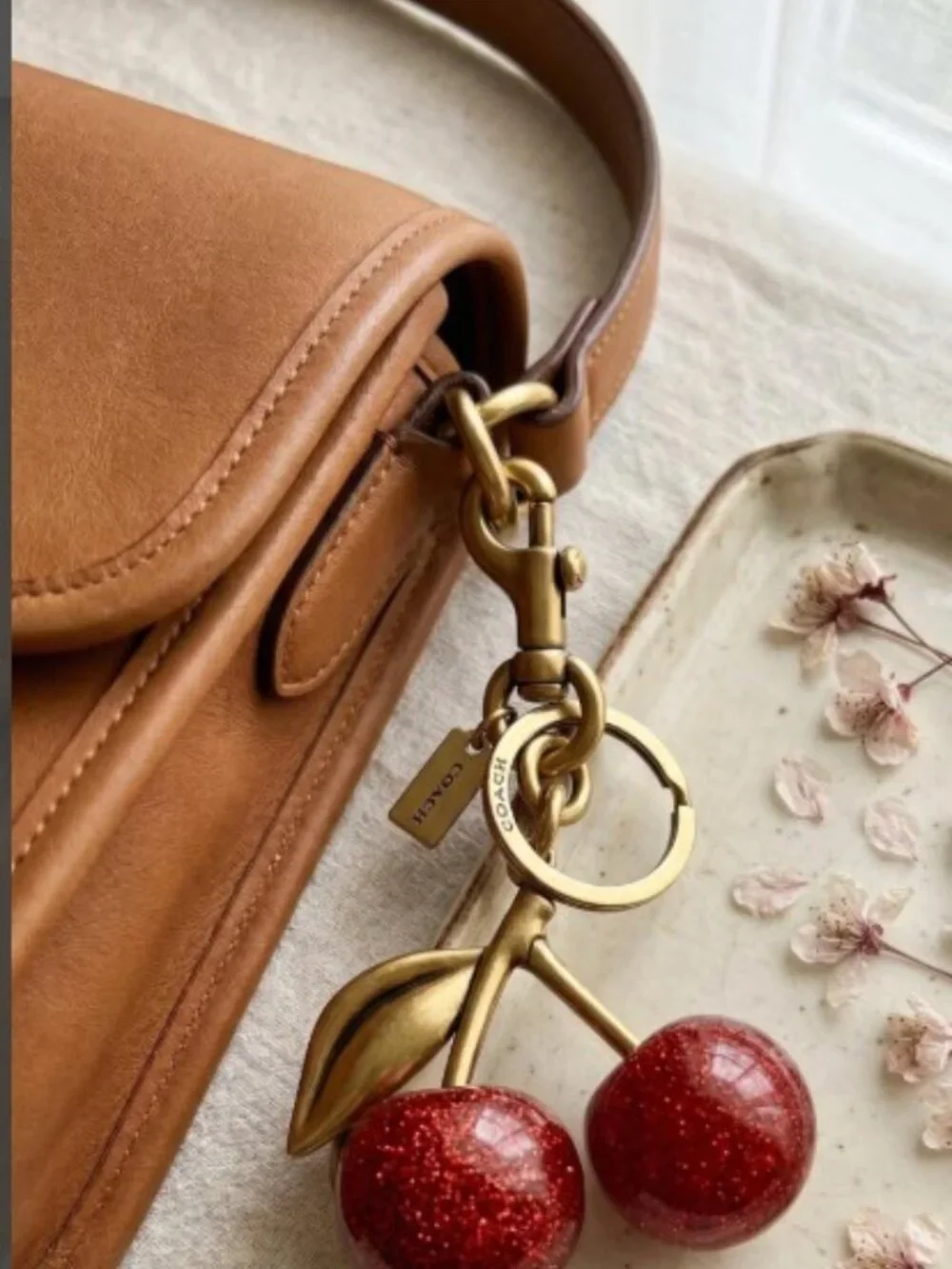 New Coach Signature Cherry Bag Charm – Luxury Keychain & Purse Accessory - Picture 3 of 4